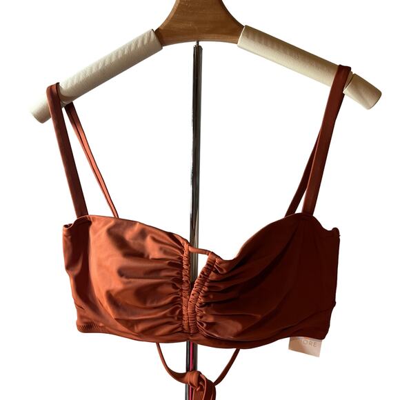Shade & Shore Women's Rust Cinch Front Keyhole Bikini Top - Size 32B - NWT - Picture 1 of 9